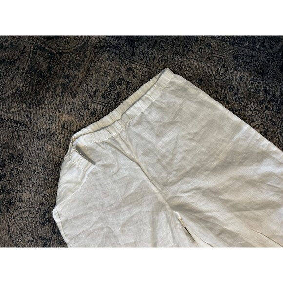 Et’Lois Women’s 100% Linen WHITE LAGENLOOK Pull On Pants Wide Leg Flowy XL - Picture 2 of 4